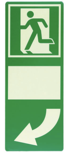 Schild Hinterlegung Türgriff/Türklinke nach links, KNS Kunststoff nachleuchtend